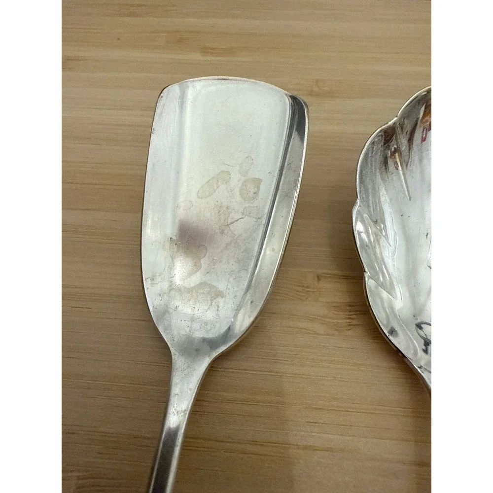 Meridian Silverplate Hostess Serving Utensils Set of 3 Bon Bon Leaf Sugar Spoons